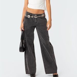 Edikted Black Wide-Leg Jeans